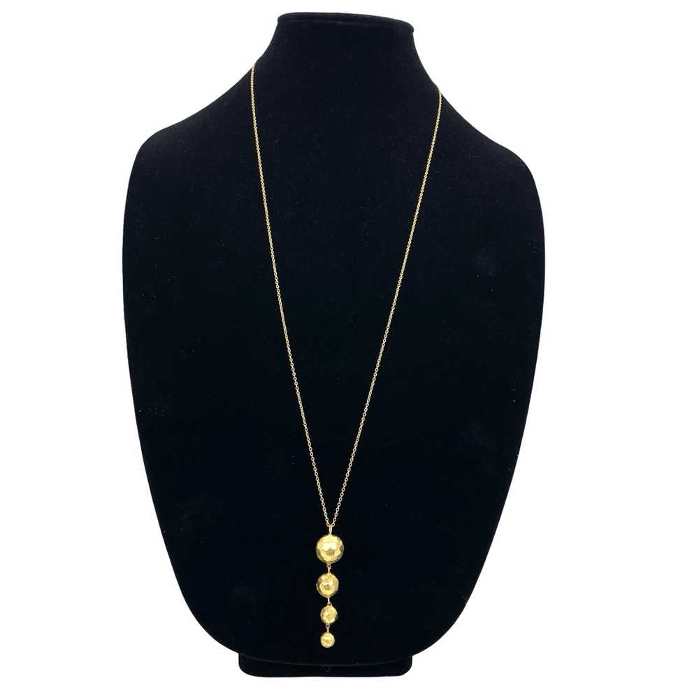 Marcia Moran Long Gold Tone Graduated Pendant Drop Necklace